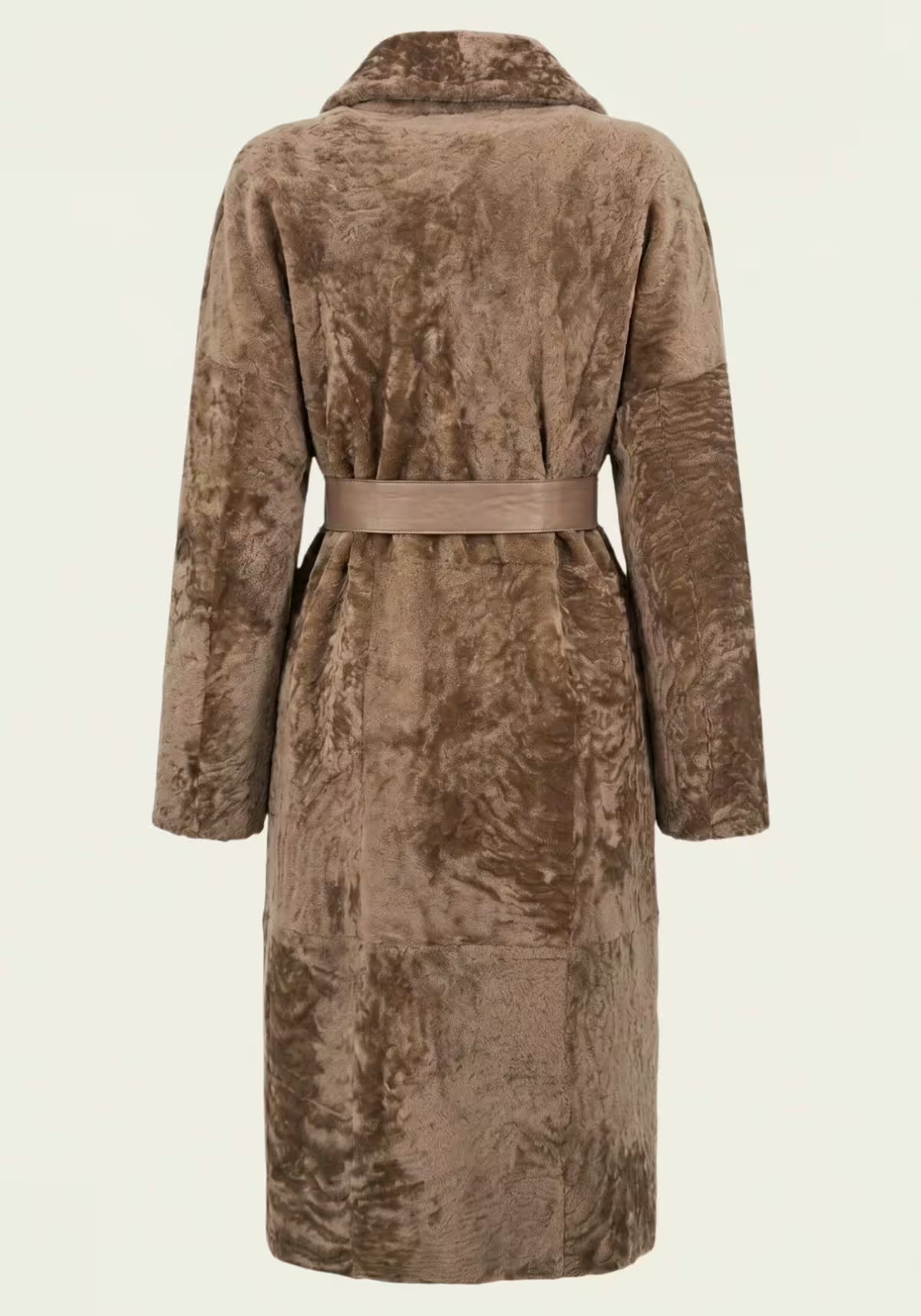 Luxus Shearling Lammfellmantel Cappuccino – Exklusive Damenmode