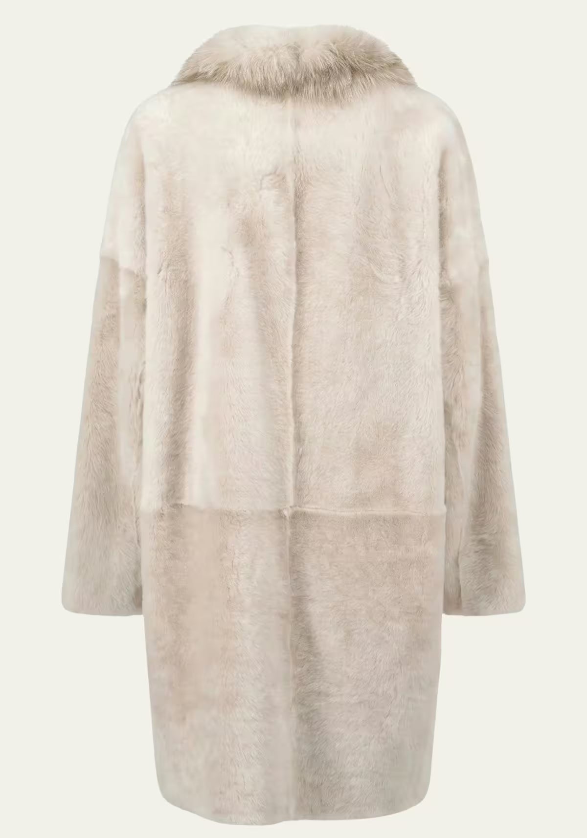 Exklusiver Shearling Lammfellmantel Creme Modell 1067