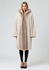 Exklusiver Shearling Lammfellmantel Creme Modell 1067