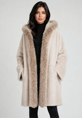 Exklusiver Shearling Lammfellmantel Creme Modell 1067