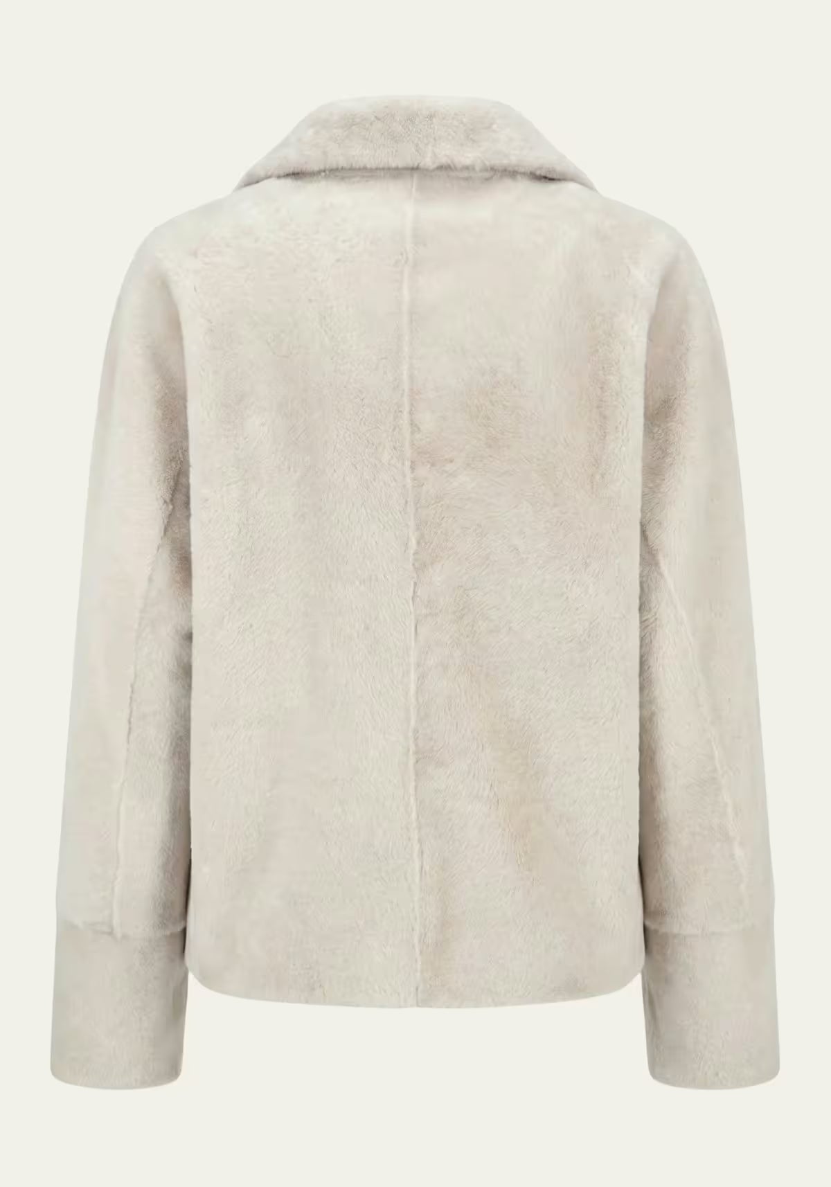 Shearling Lammfelljacke Creme-Beige – Doppelreihige Kurzjacke