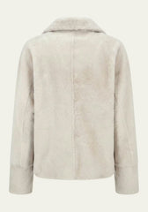Shearling Lammfelljacke Creme-Beige – Doppelreihige Kurzjacke