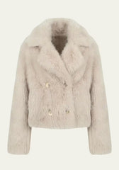 Luxuriöse Toscana Lammfelljacke in Creme-Beige – Modell 1039