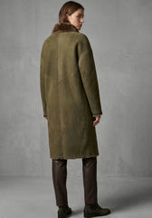 Exklusiver Lammfellmantel Olive – Shearling Damen Modell 1134