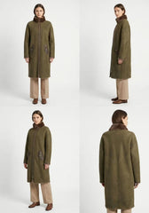 Exklusiver Lammfellmantel Olive – Shearling Damen Modell 1134