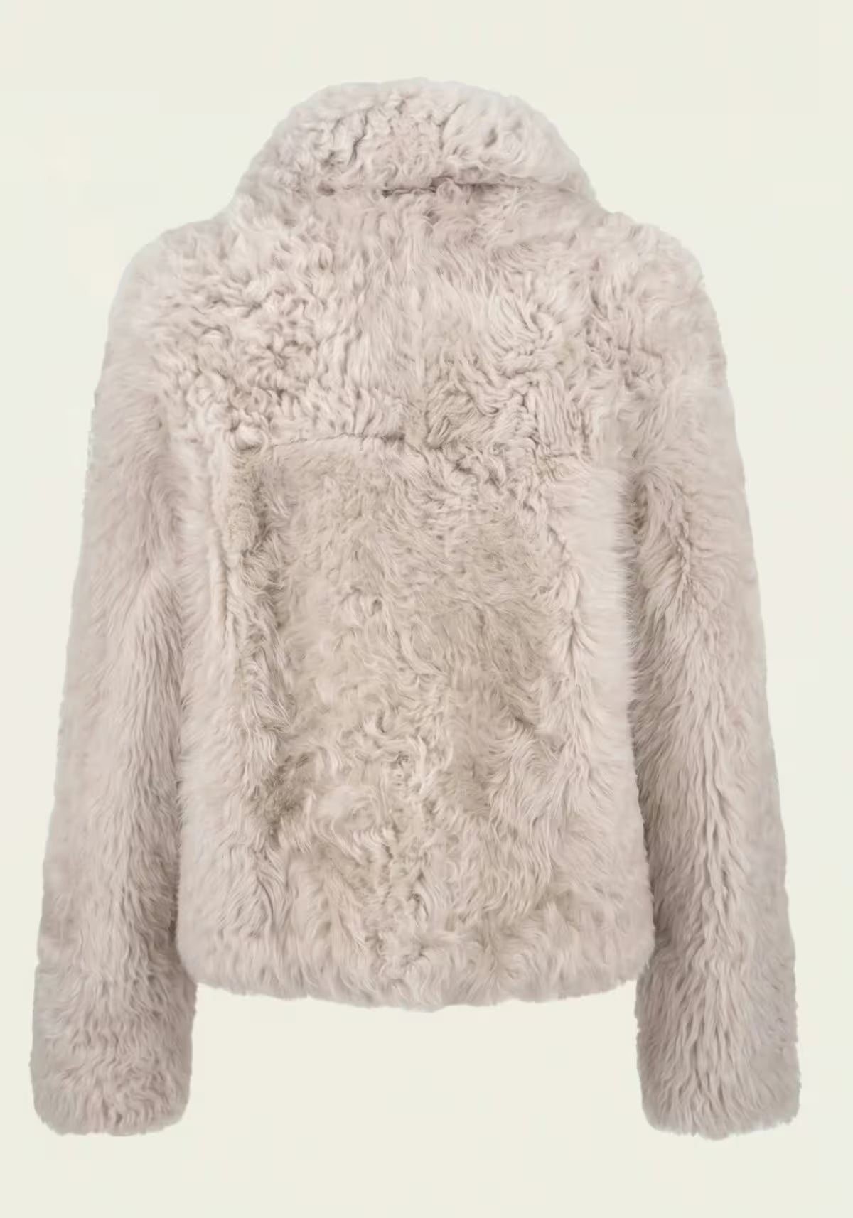 Luxuriöse Curly Lammfelljacke in Creme-Beige Modell 1043
