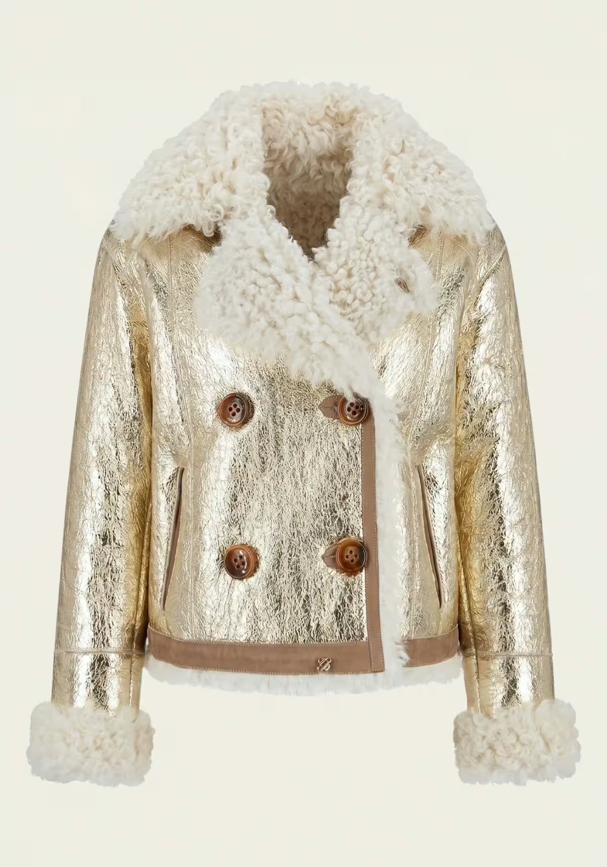 Curly Lammfell-Wendejacke Creme-Gold – Modell 4000
