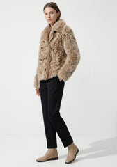 Curly Lammfell Wendejacke Cappuccino – Doppelseitiger Luxus