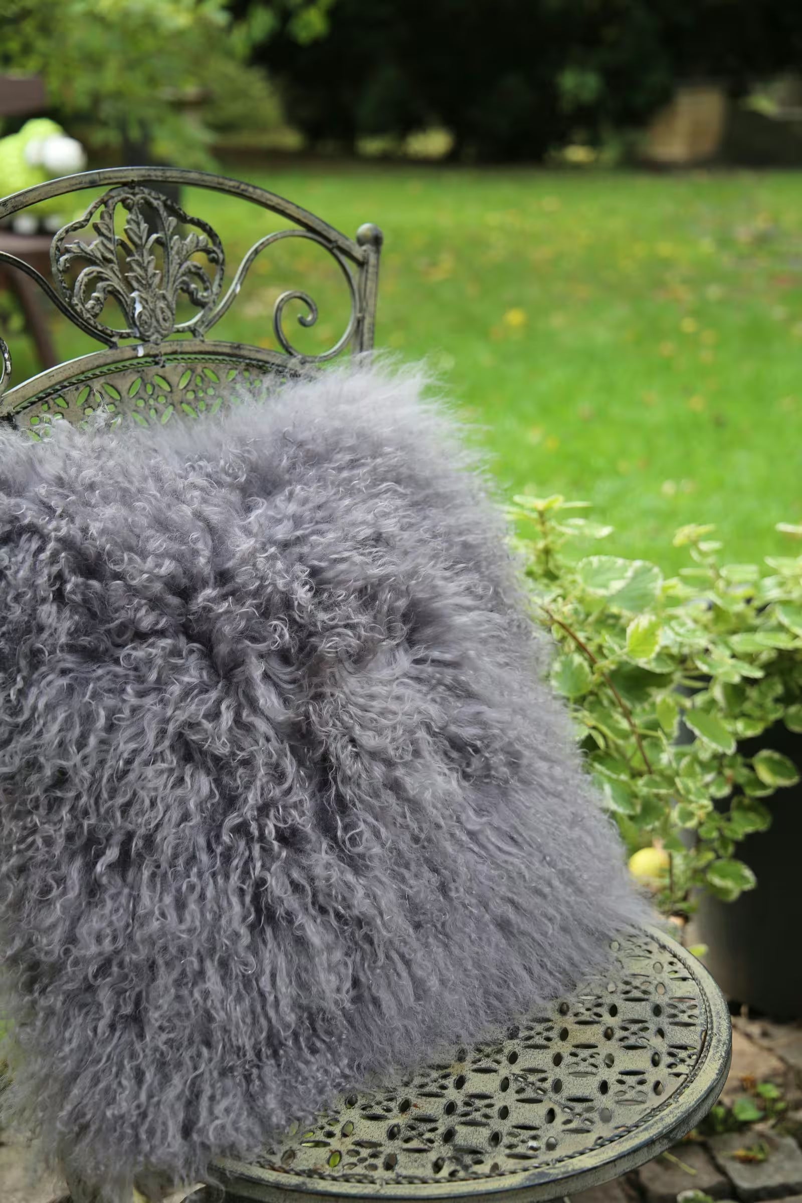 Lambskin Cushion Tibet Grey with Filling
