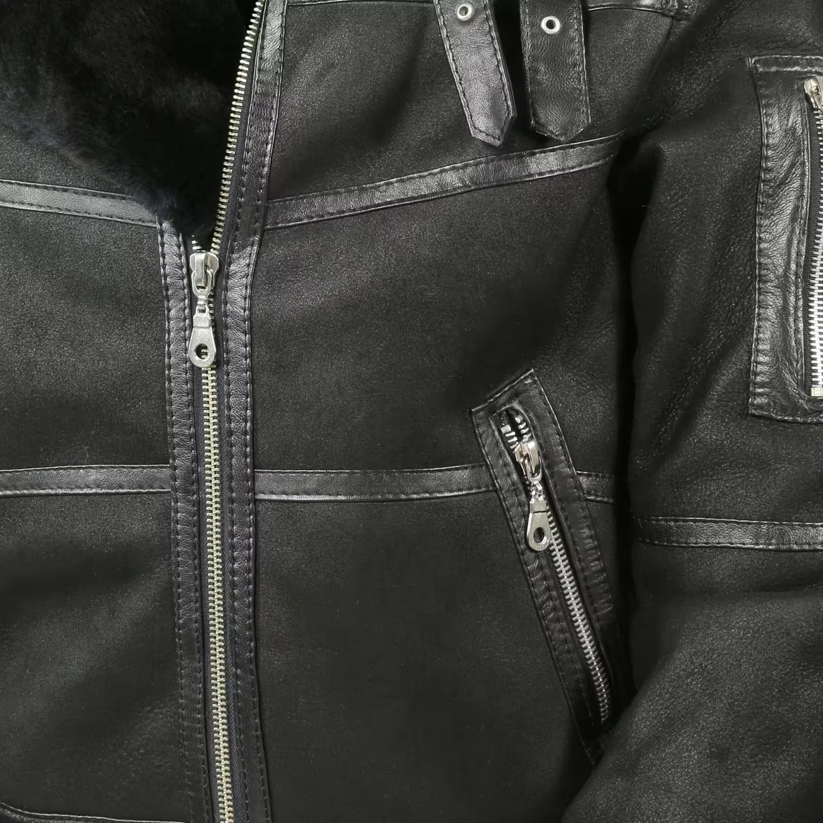 Men's Sheepskin Jacket B16 - Black