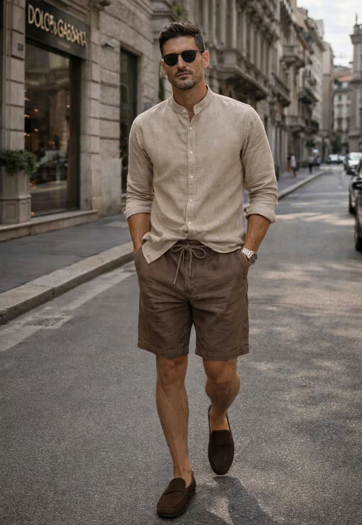 Linen shorts in warm brown made from pure linen - natural elegance
