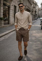 Linen shorts in warm brown made from pure linen - natural elegance