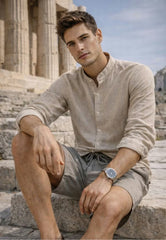 Sand Grey Linen Shorts in pure linen – light and timeless