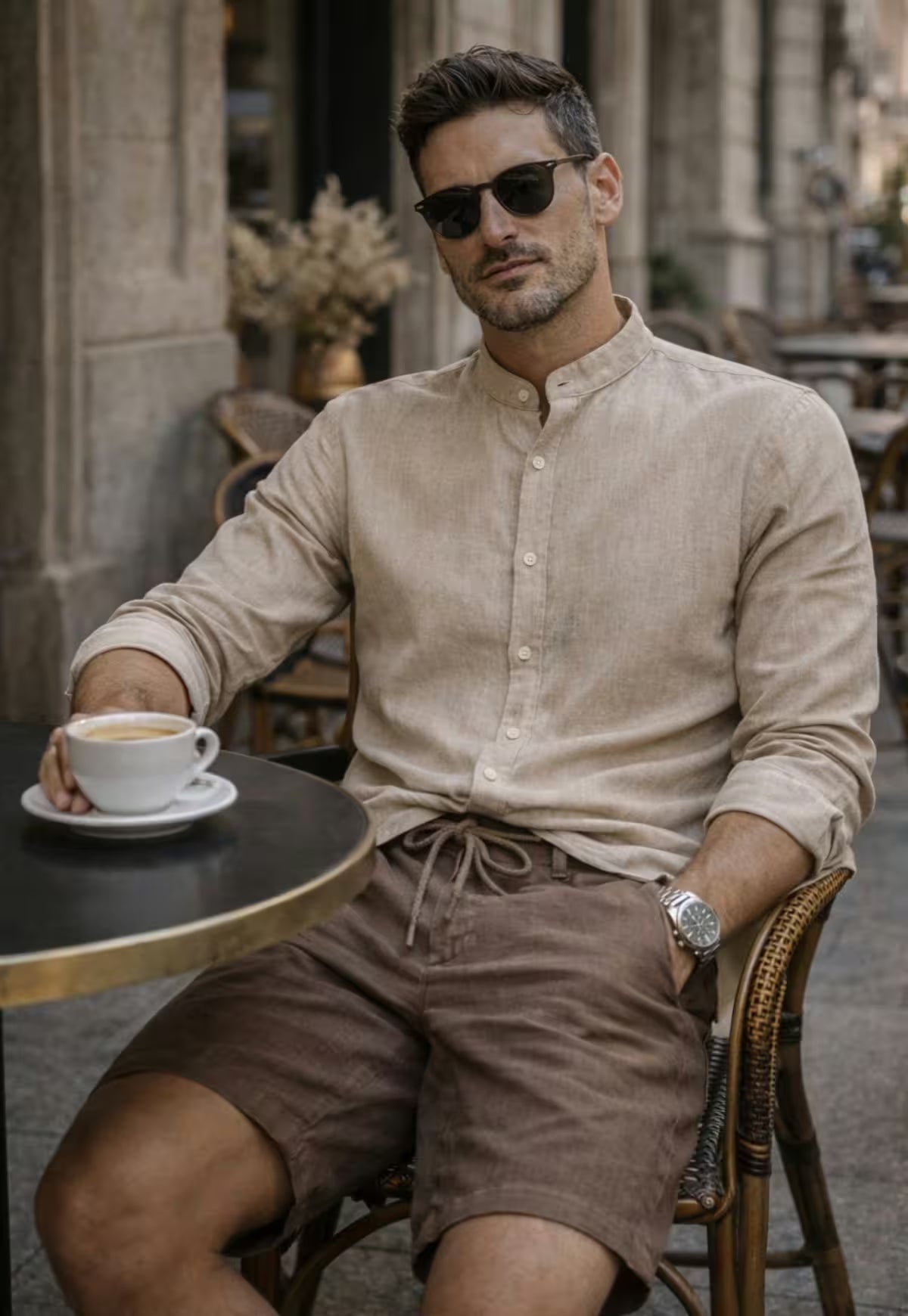 Linen shorts in warm brown made from pure linen - natural elegance