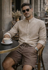 Linen shorts in warm brown made from pure linen - natural elegance