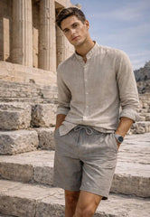 Sand Grey Linen Shorts in pure linen – light and timeless