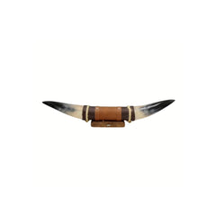 Bull Horn Wall Decor Model 7 - Natural Horn Unique Piece with Leather-Wood Mount
