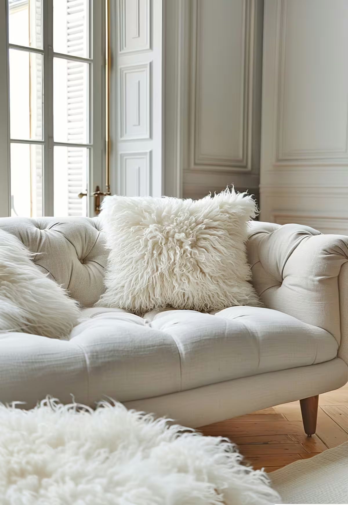 Sheepskin Pillow Tibet White