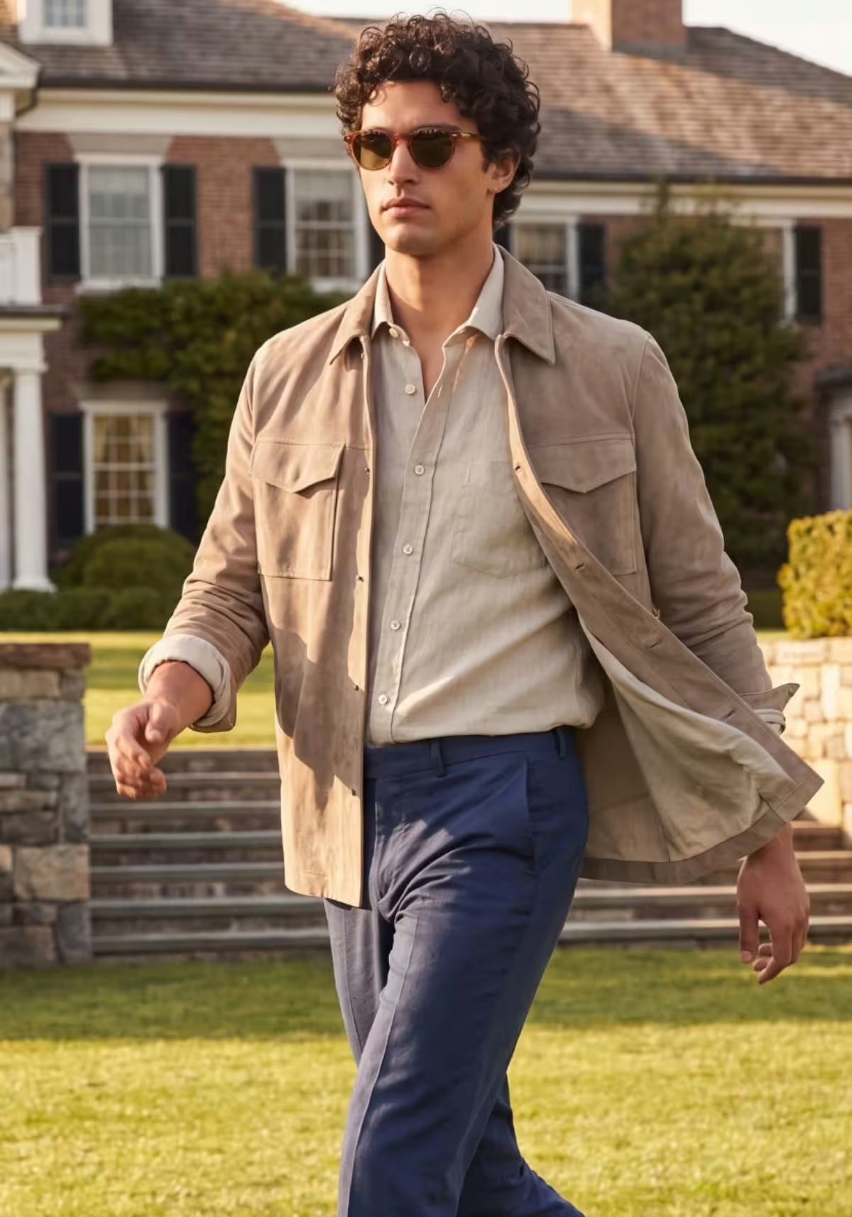 Herren Lederjacke aus Veloursleder – Zeitlos in Beige