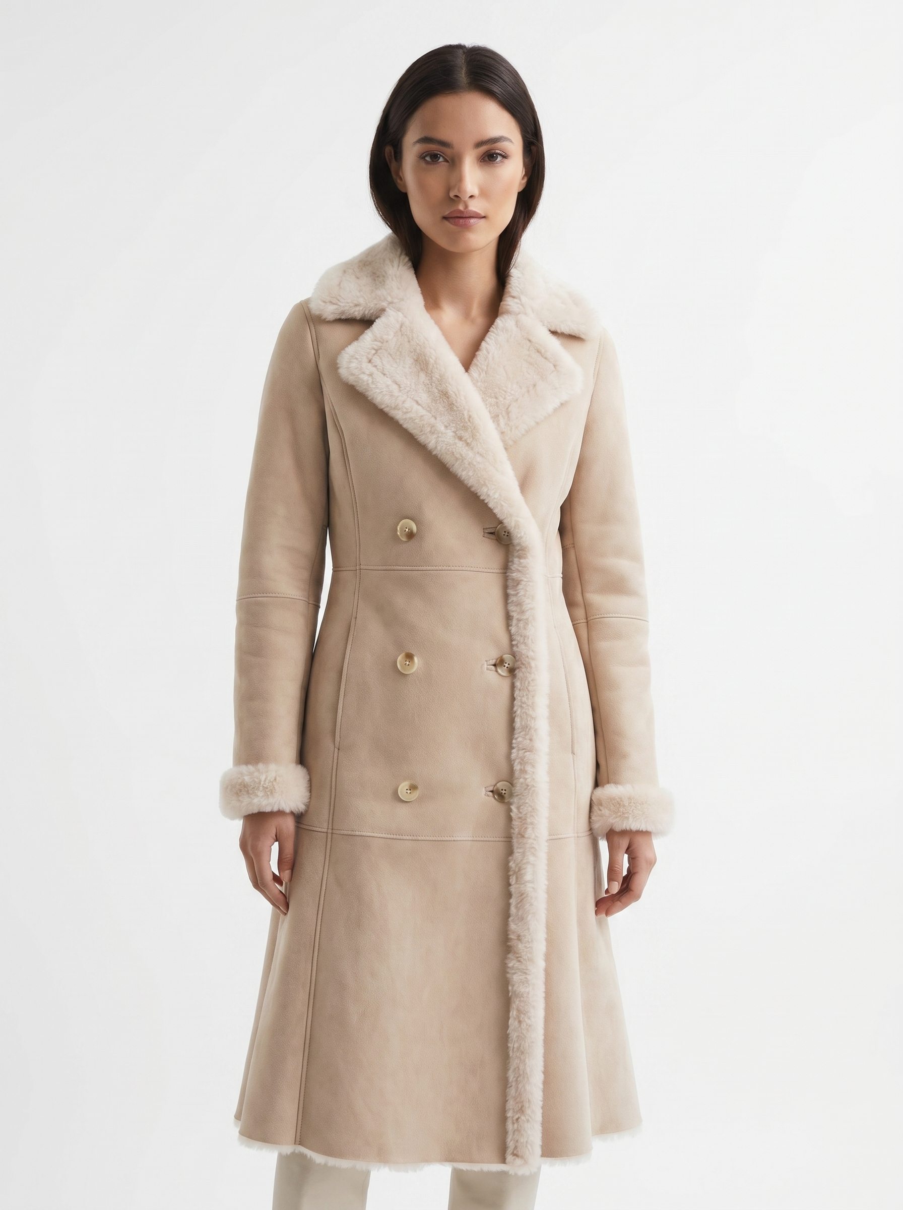Women's Beige Shearling Coat