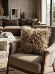 Tibetan Lambskin Cushion Cappuccino
