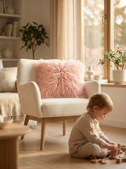 Tibetan Lambskin Cushion Pink with Filling