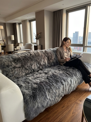 Toscana Lambskin Blanket – Dark Grey 185 x 155 cm