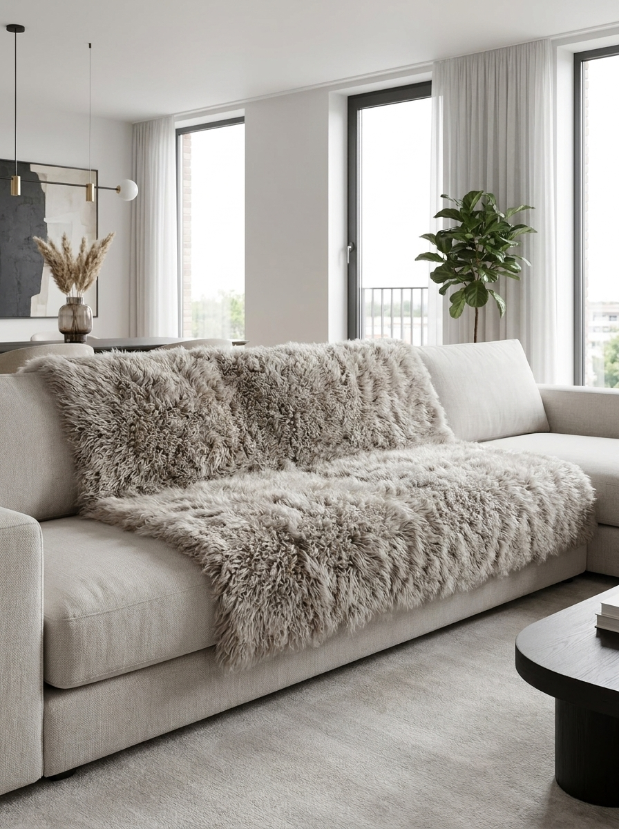 Lambskin Blanket Toscana Model 2560 – Silver Curly 190 x 155 cm