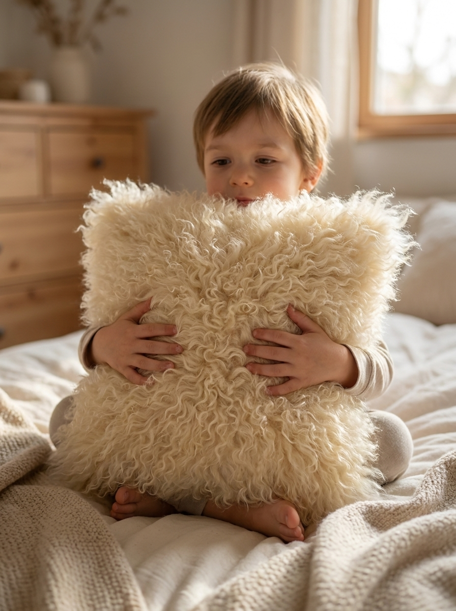 Gotland Lambskin Cushion – Vanilla with filling