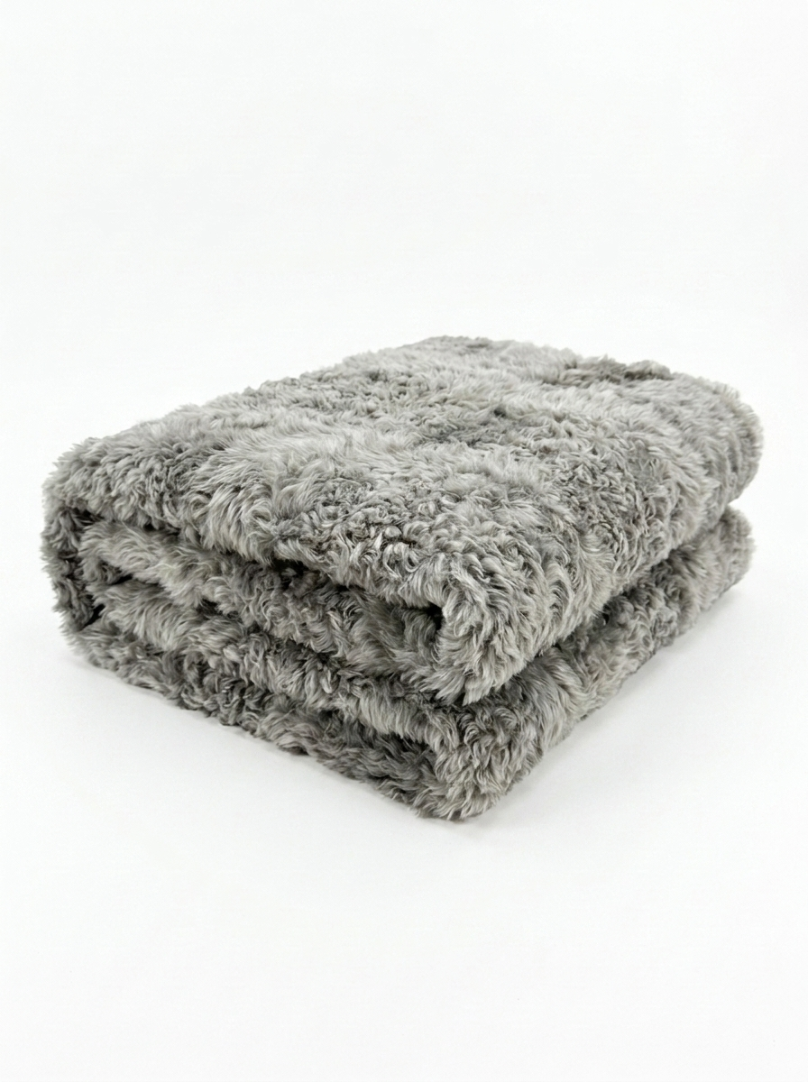 Lambskin Blanket Toscana Model 2560 – Silver Curly 190 x 155 cm