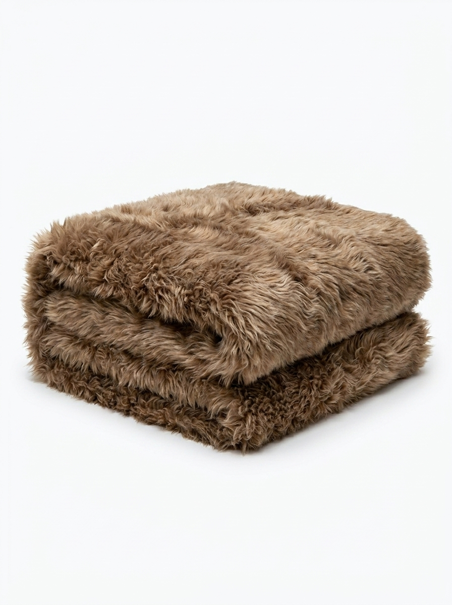 Lambskin Blanket Toscana – Cappuccino Curly 195 x 155 cm