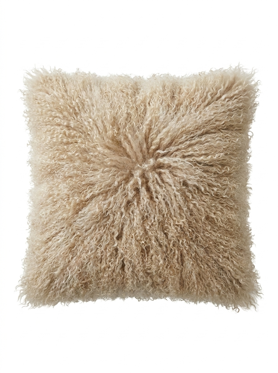 Tibetan Lambskin Cushion Beige with Insert
