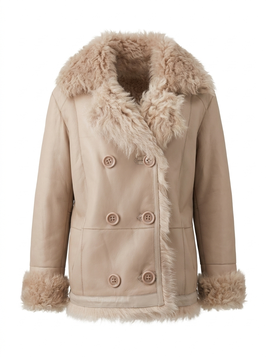 Curly Lammfell Wendejacke Beige – Doppelseitiger Luxus