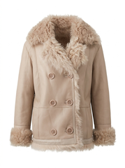 Curly Lammfell Wendejacke Beige – Doppelseitiger Luxus