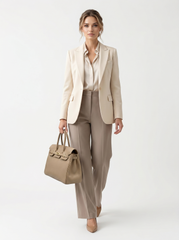 Elegant Genuine Leather Handbag Taupe – Shoulder & Top Handle Bag