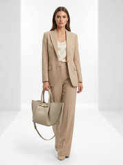 Luxury Ladies' Handbag Genuine Leather Cream Beige