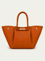 Luxury Ladies Handbag Genuine Leather Cognac Gold Edition