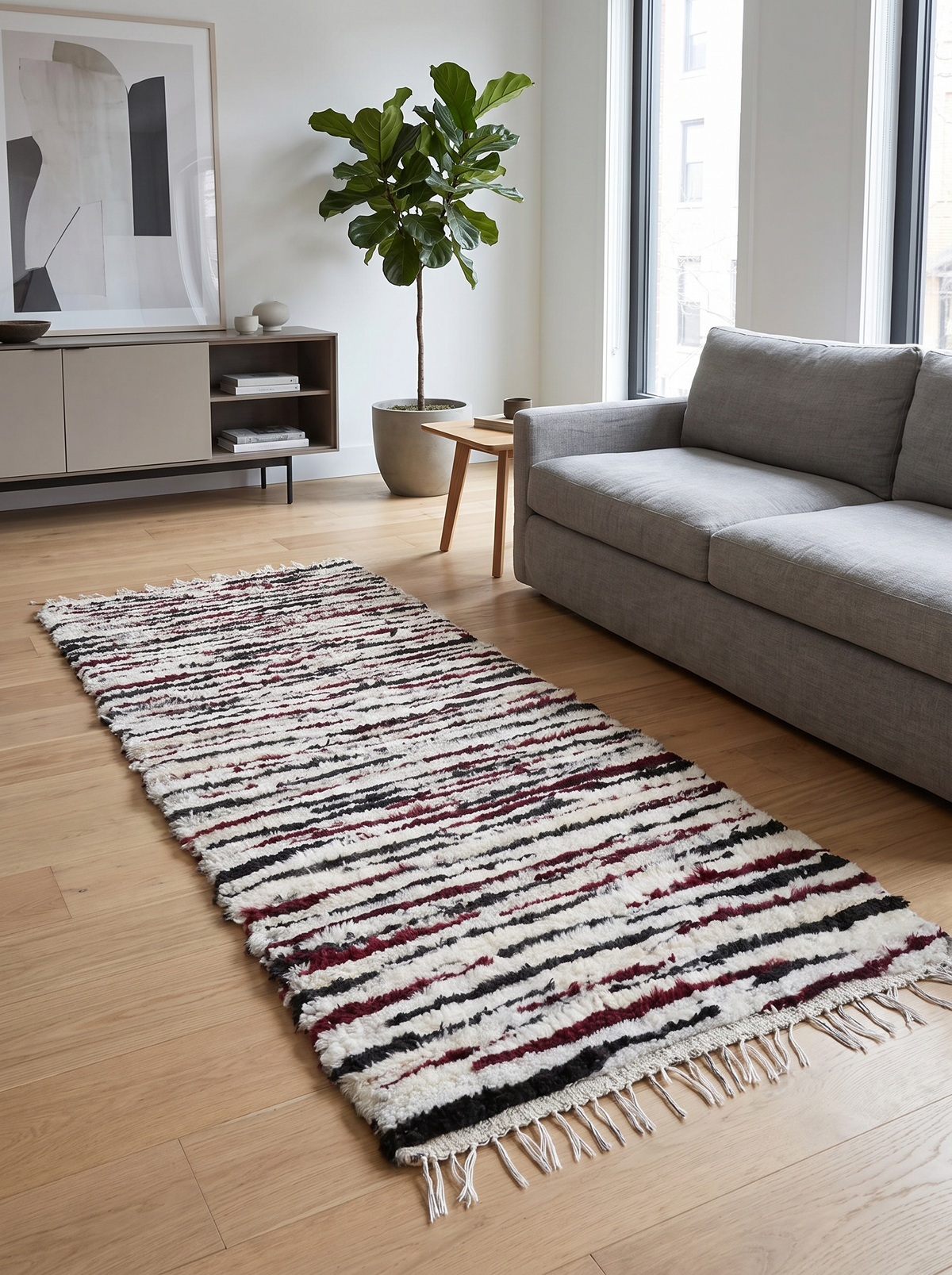 Schafwoll-Läufer Modell 1 – Handarbeit aus deutscher Schurwolle, 150 x 60 cm