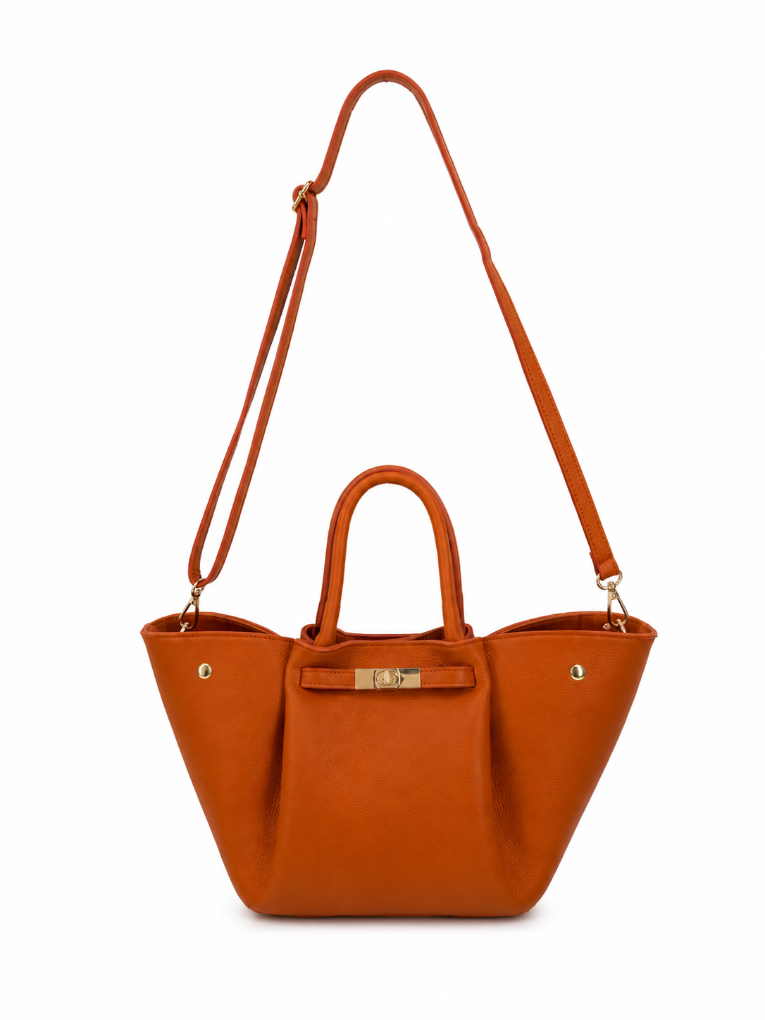 Luxury Ladies Handbag Genuine Leather Cognac Gold Edition