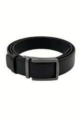 Black Buffalo Leather Belt with Matte Buckle - Unisex