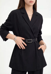 Black Buffalo Leather Belt with Matte Buckle - Unisex