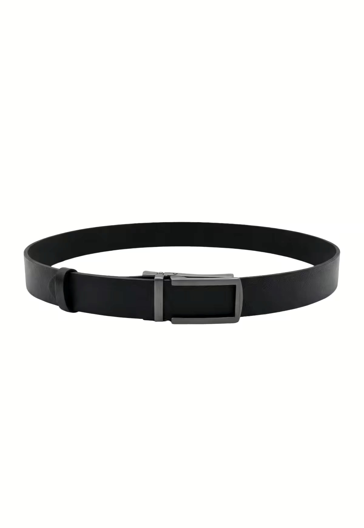 Black Buffalo Leather Belt with Matte Buckle - Unisex